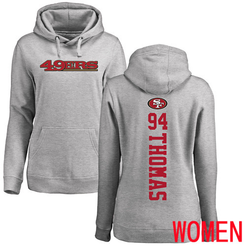 San Francisco 49ers Ash Women Solomon Thomas Backer #94 Pullover NFL Hoodie Sweatshirts->san francisco 49ers->NFL Jersey